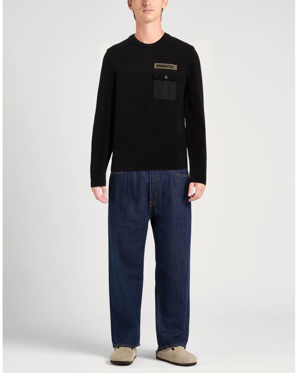 Aeronautica Militare Black Sweater Cotton for men