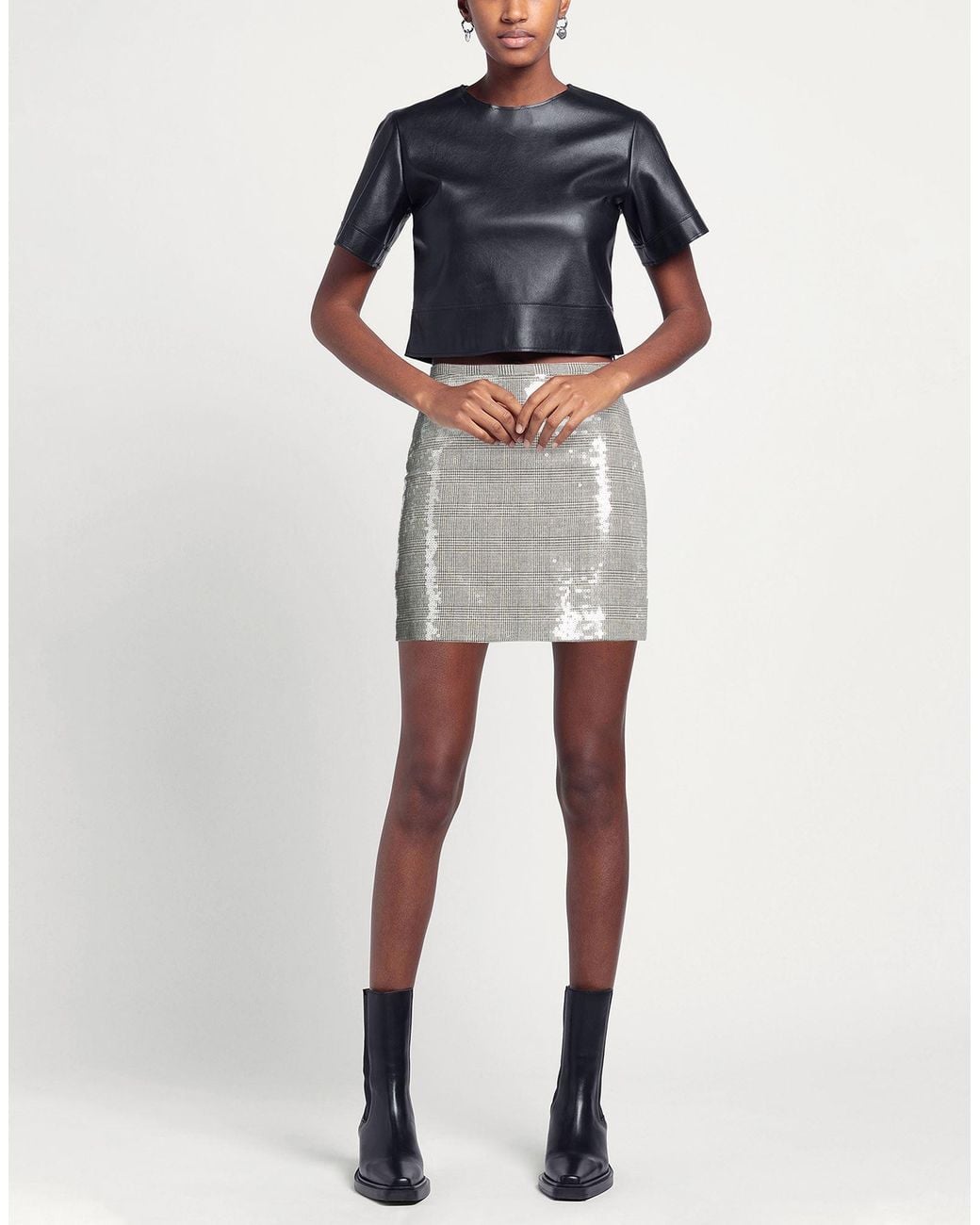 SIMONA CORSELLINI Gray Mini Skirt