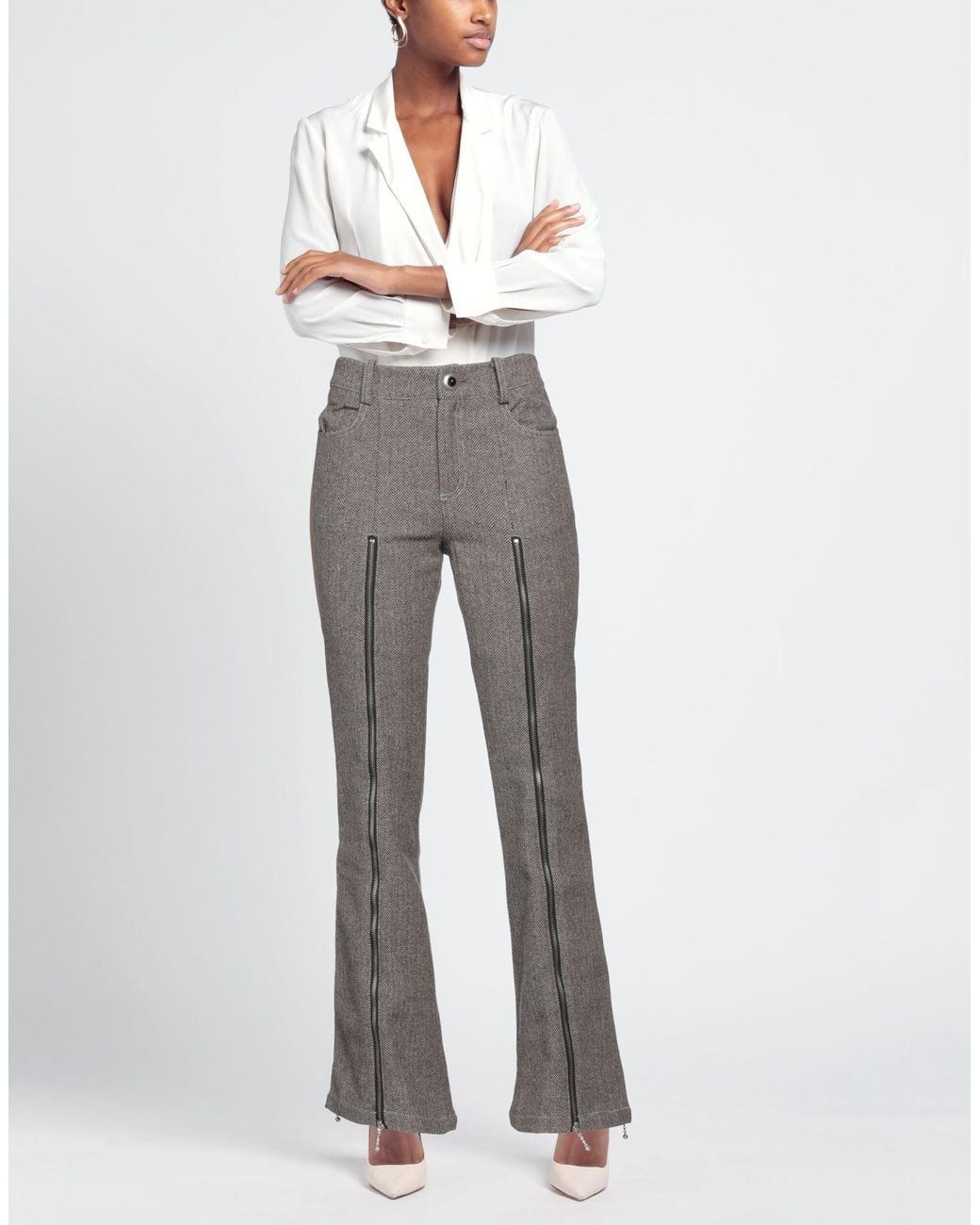ANDERSSON BELL Gray Khaki Pants Wool, Nylon