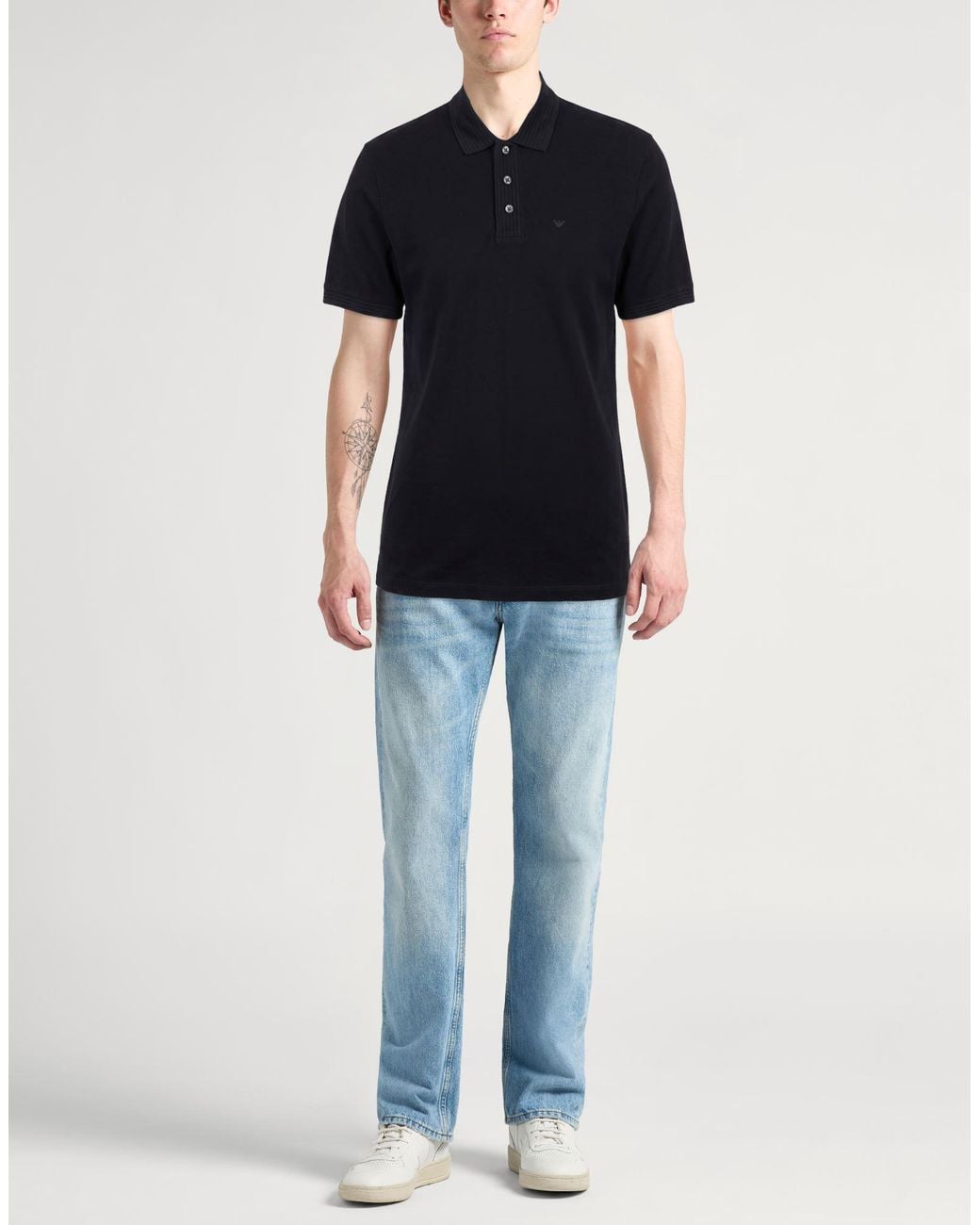 Emporio Armani Black Midnight Polo Shirt Cotton for men
