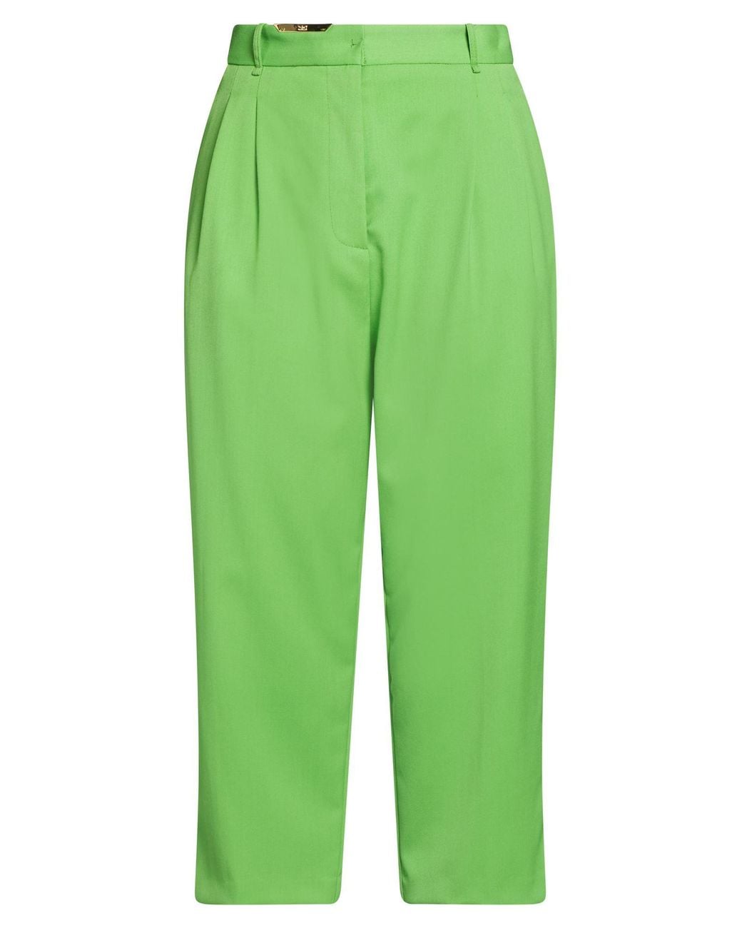 Elisabetta Franchi Green Pants Polyester, Virgin Wool