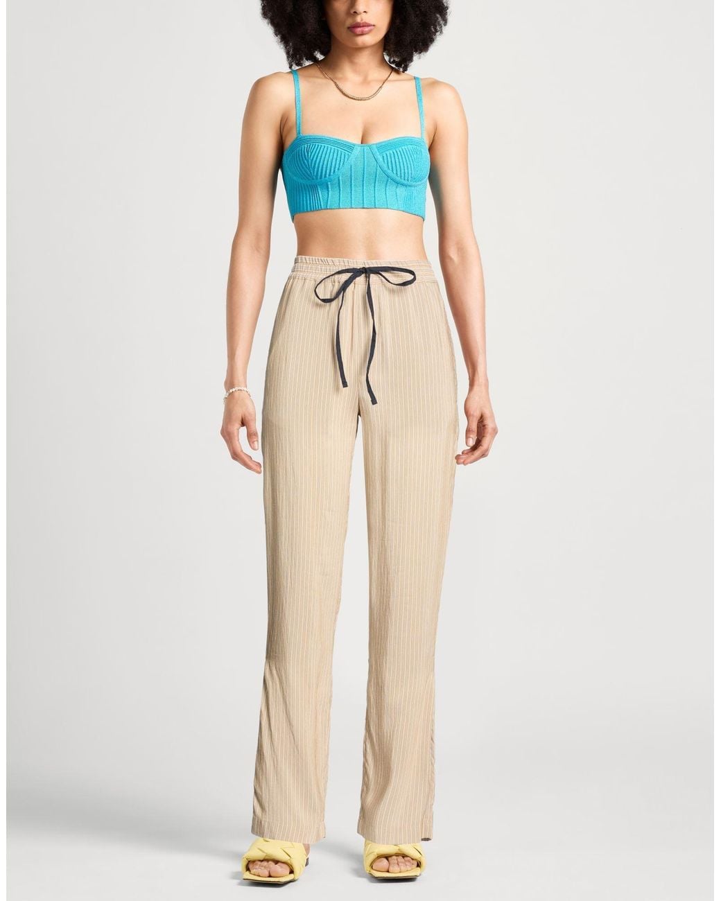Victoria Beckham Natural Pants Viscose, Silk