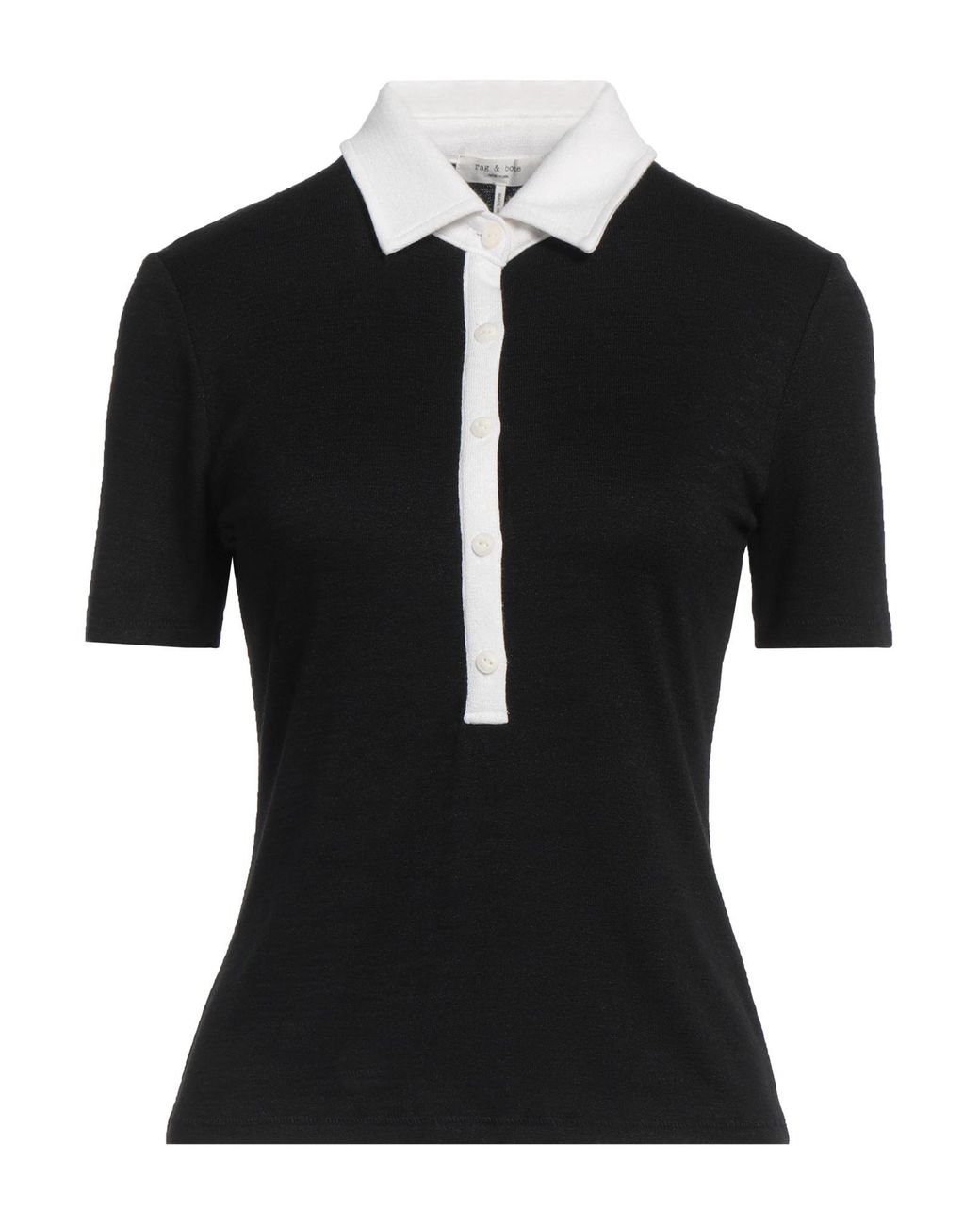Rag & Bone Black Polo Shirt Rayon, Polyester, Elastane