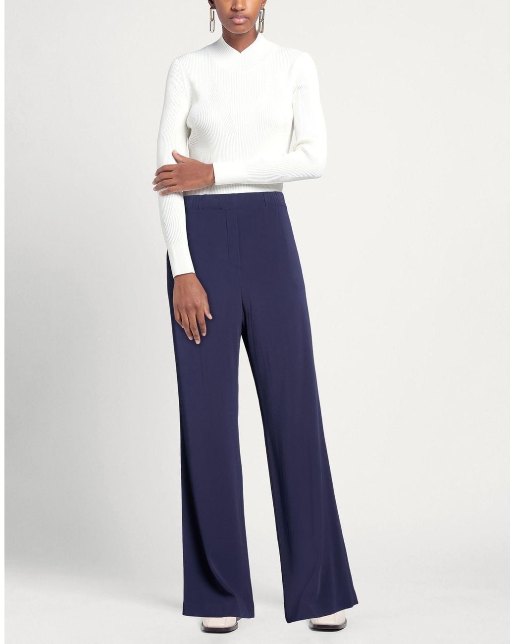 Clips More Blue Pants Viscose, Elastane