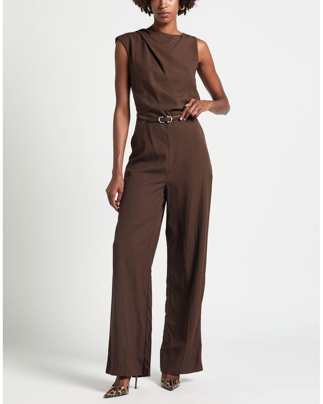 ViCOLO Brown Chocolate Jumpsuit Viscose, Linen
