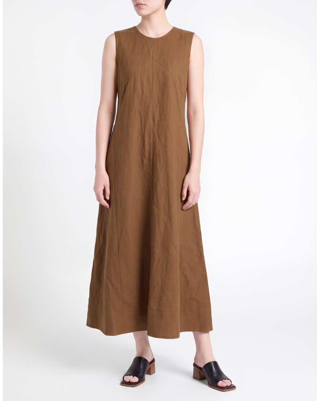 Skall Studio Brown Maxi Dress Linen, Recycled Cotton, Organic Cotton