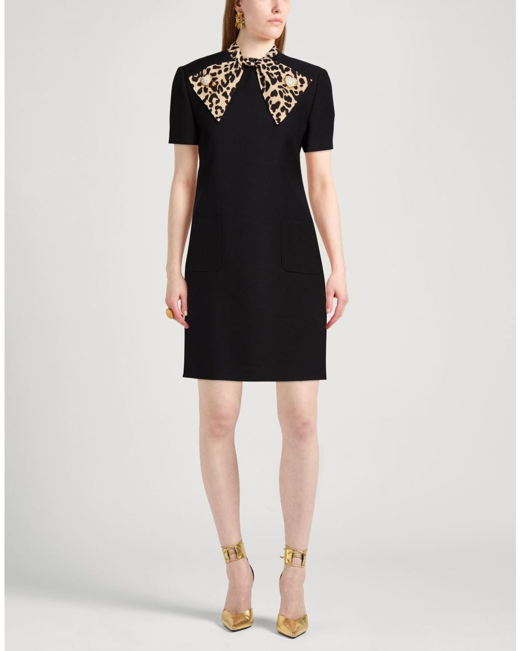 Valentino Garavani Black Mini Dress Virgin Wool, Silk