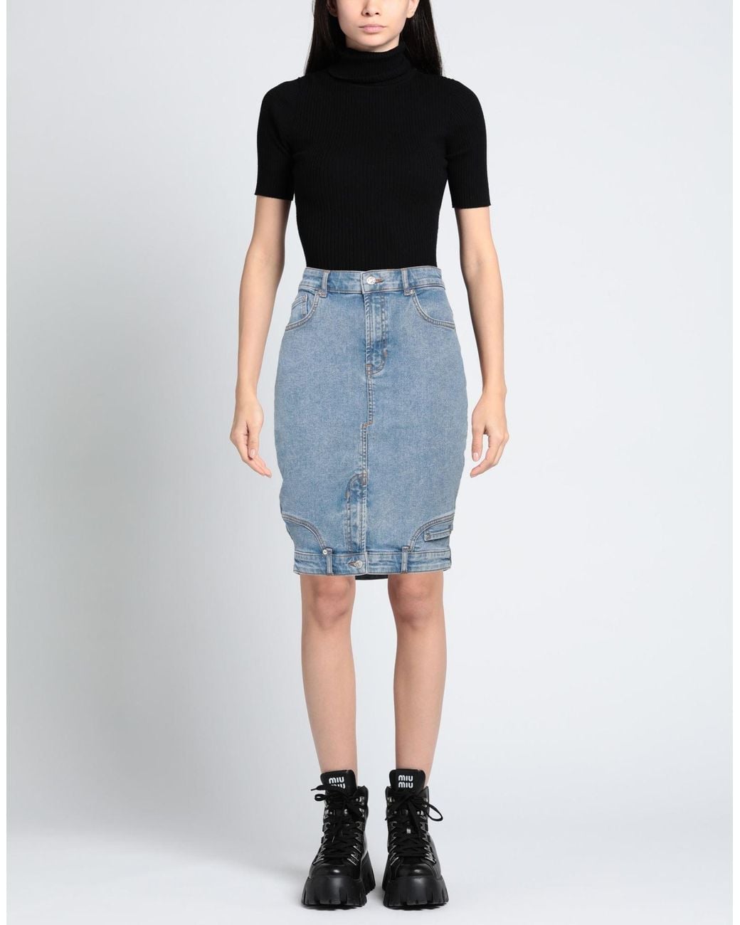 Moschino Blue Denim Skirt Cotton, Elastane