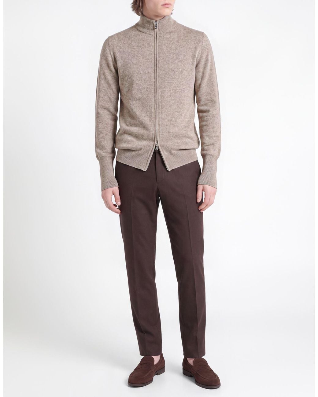 Ballantyne Natural Khaki Cardigan Cashmere for men