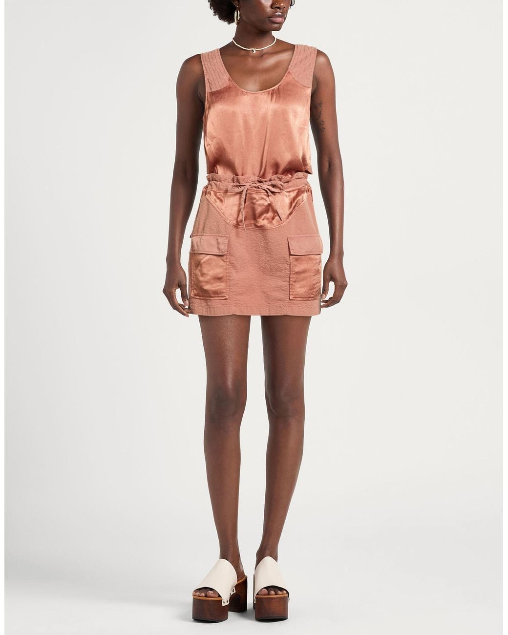 Pinko Pink Mini Dress Cotton, Elastane, Viscose, Lyocell