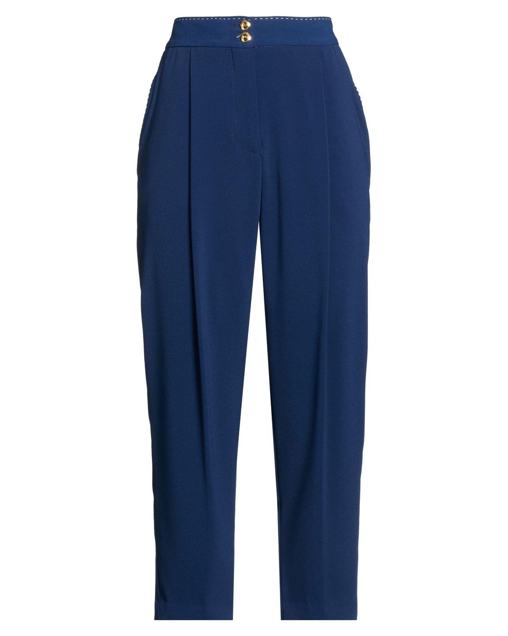Elisabetta Franchi Blue Pants Polyester, Elastane