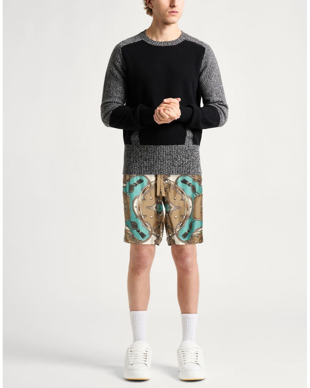 Dolce & Gabbana Blue Military Shorts & Bermuda Shorts Silk for men