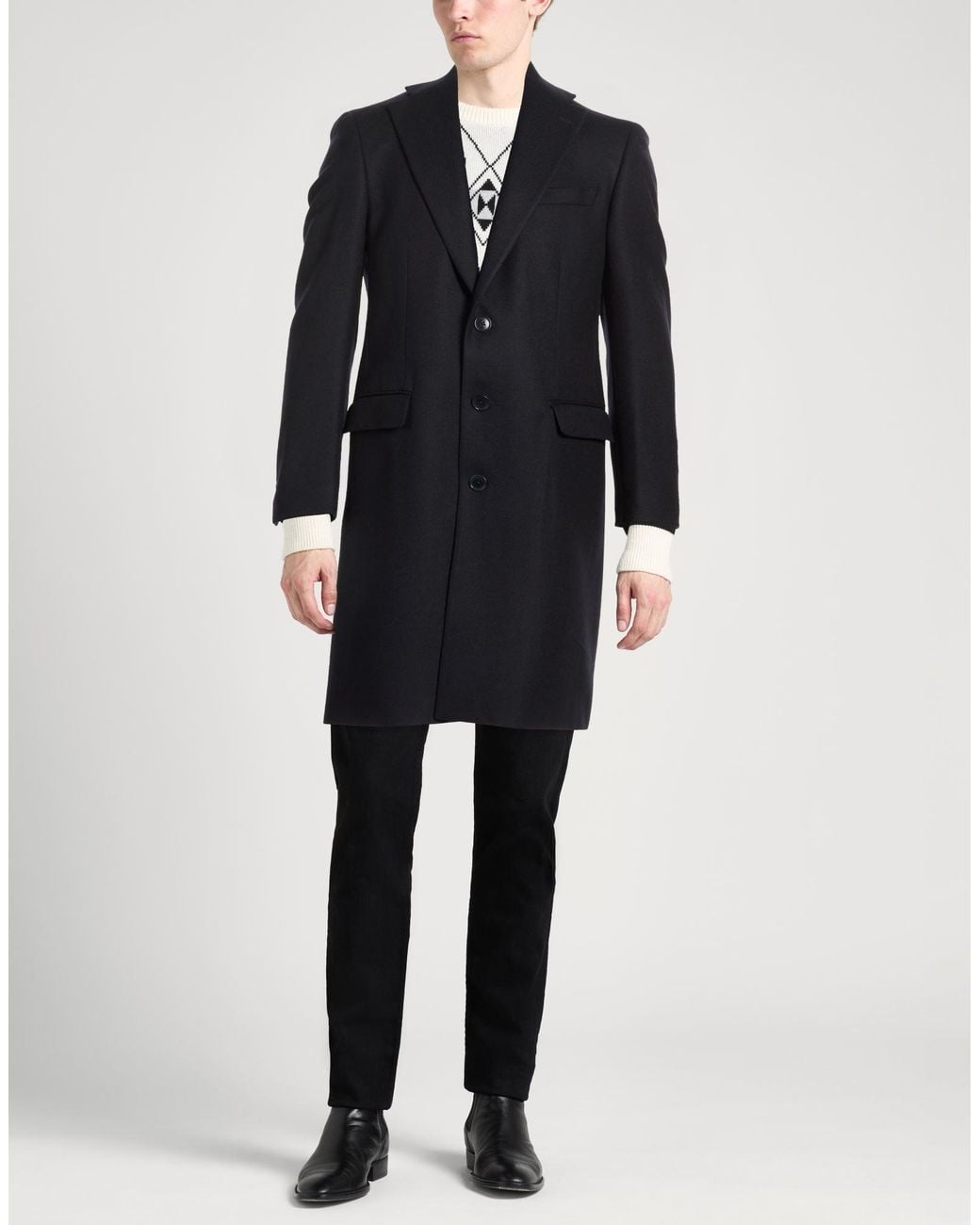 Tombolini Blue Midnight Coat Wool, Polyester for men
