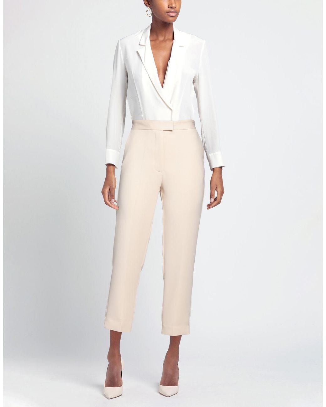 SIMONA CORSELLINI White Cream Pants Polyester