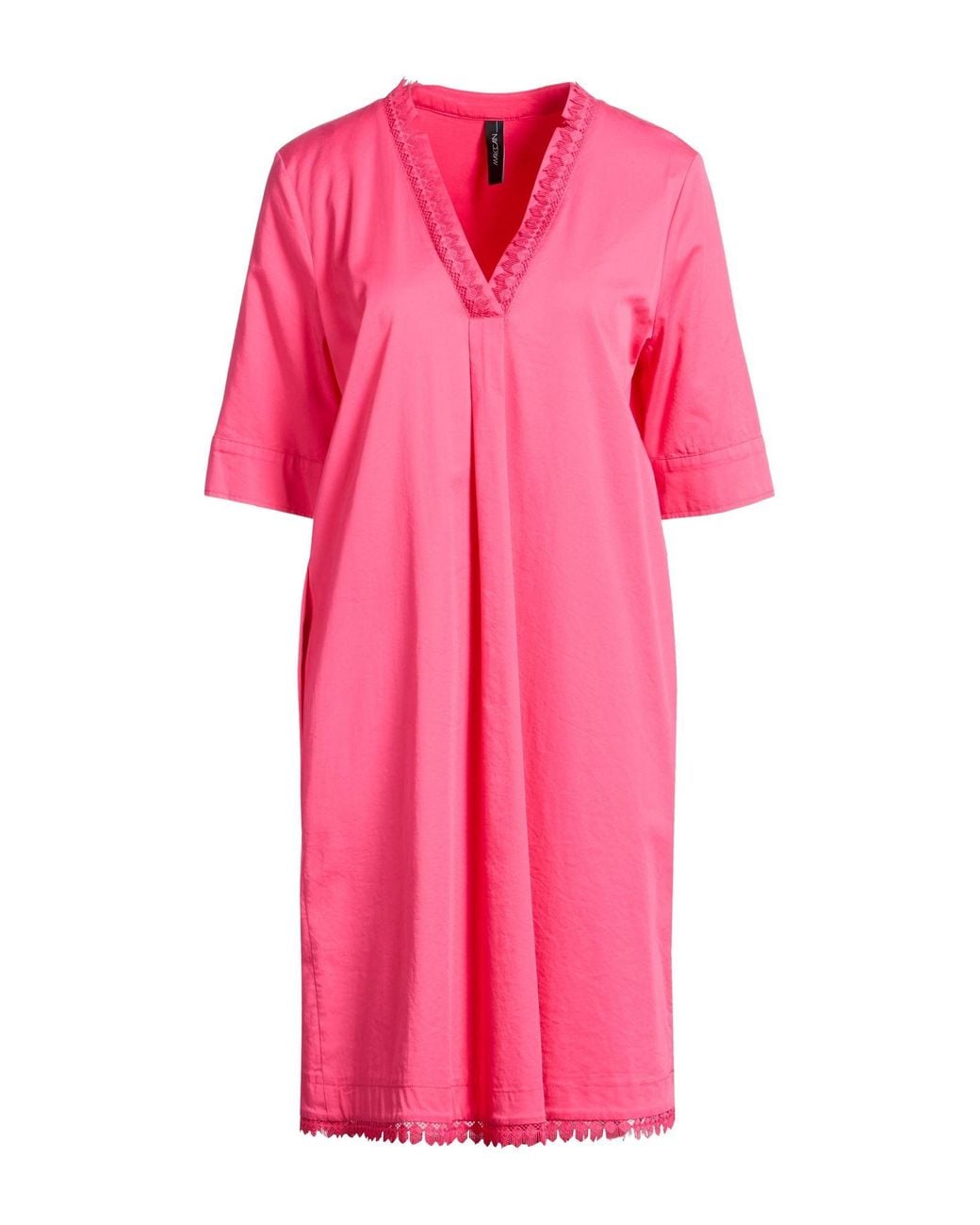 Marc Cain Pink Fuchsia Mini Dress Cotton, Viscose, Elastane
