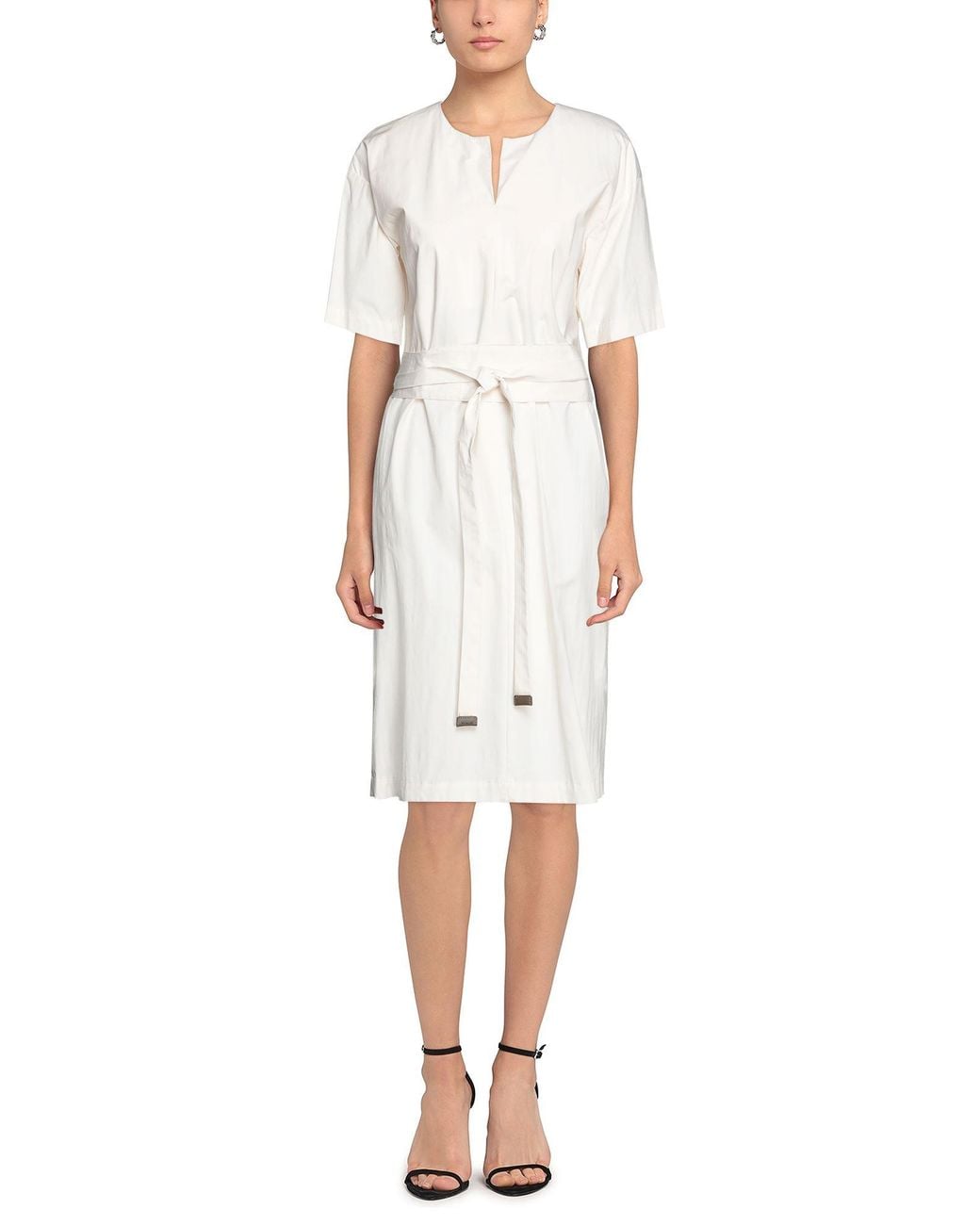 Peserico White Midi Dress Cotton, Viscose, Elastane
