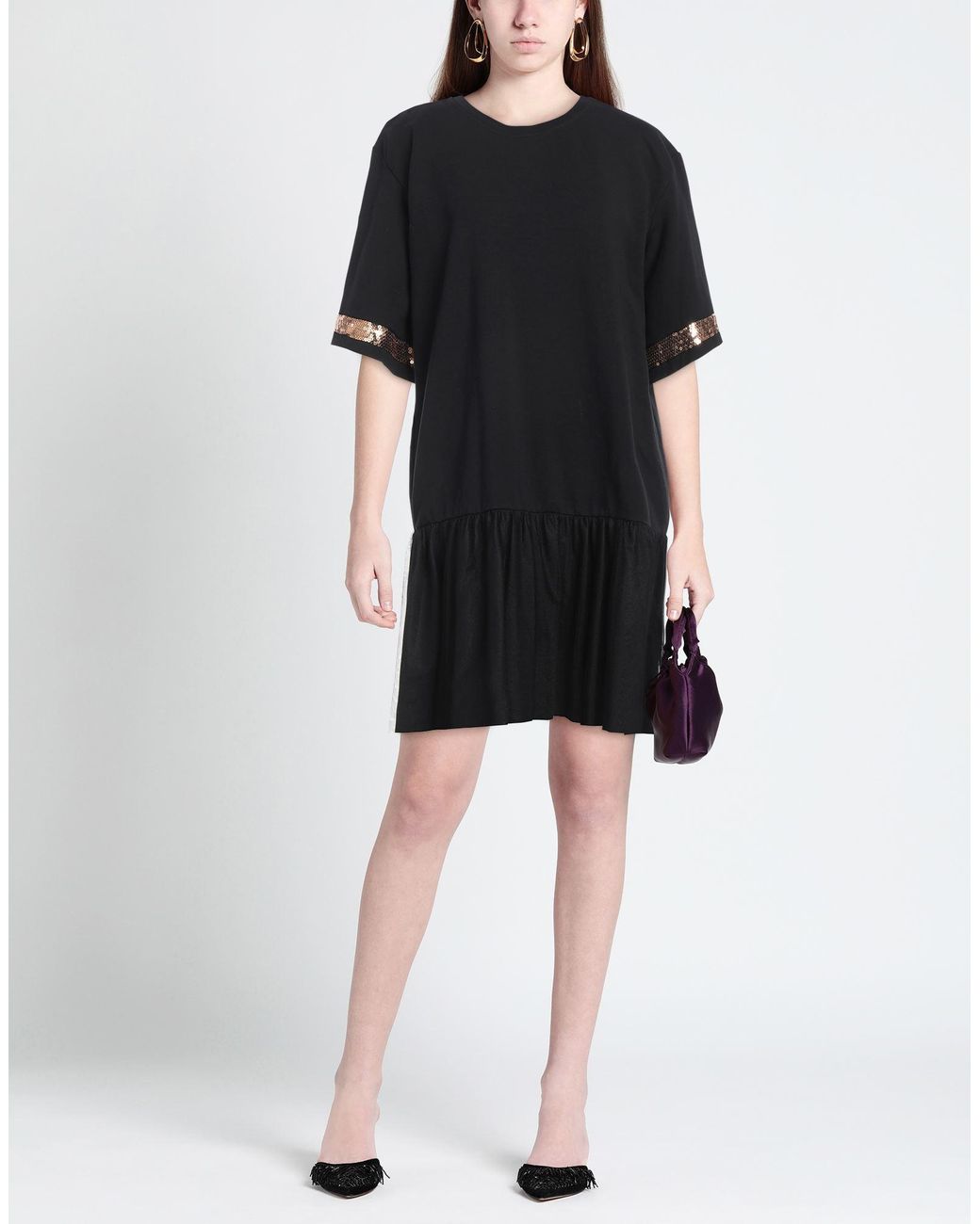 Jijil Black Mini Dress Cotton, Elastane, Polyamide