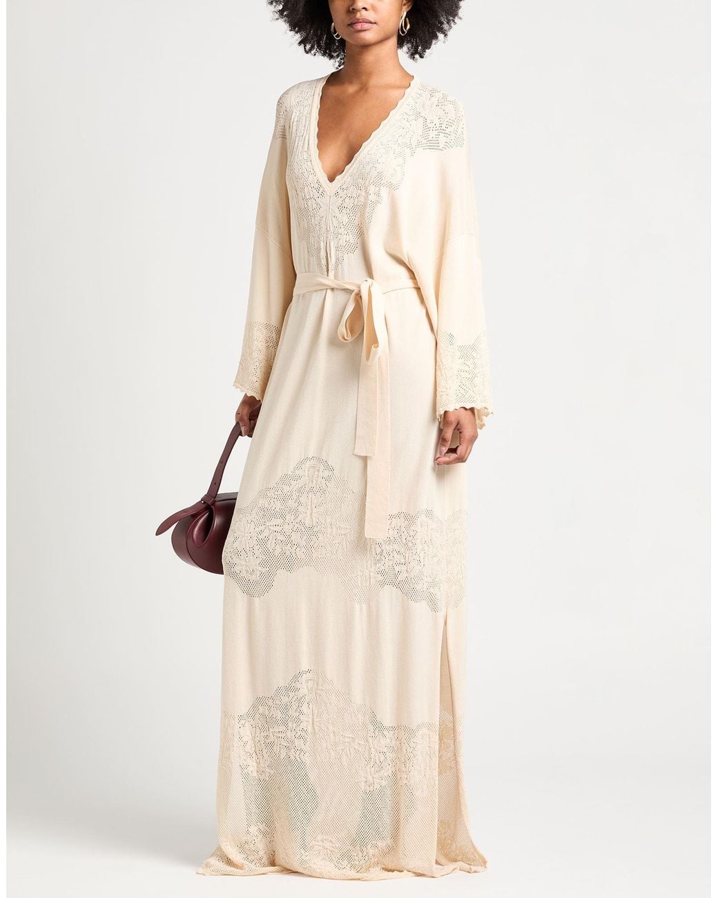 Twinset Natural Maxi Dress Viscose, Polyamide