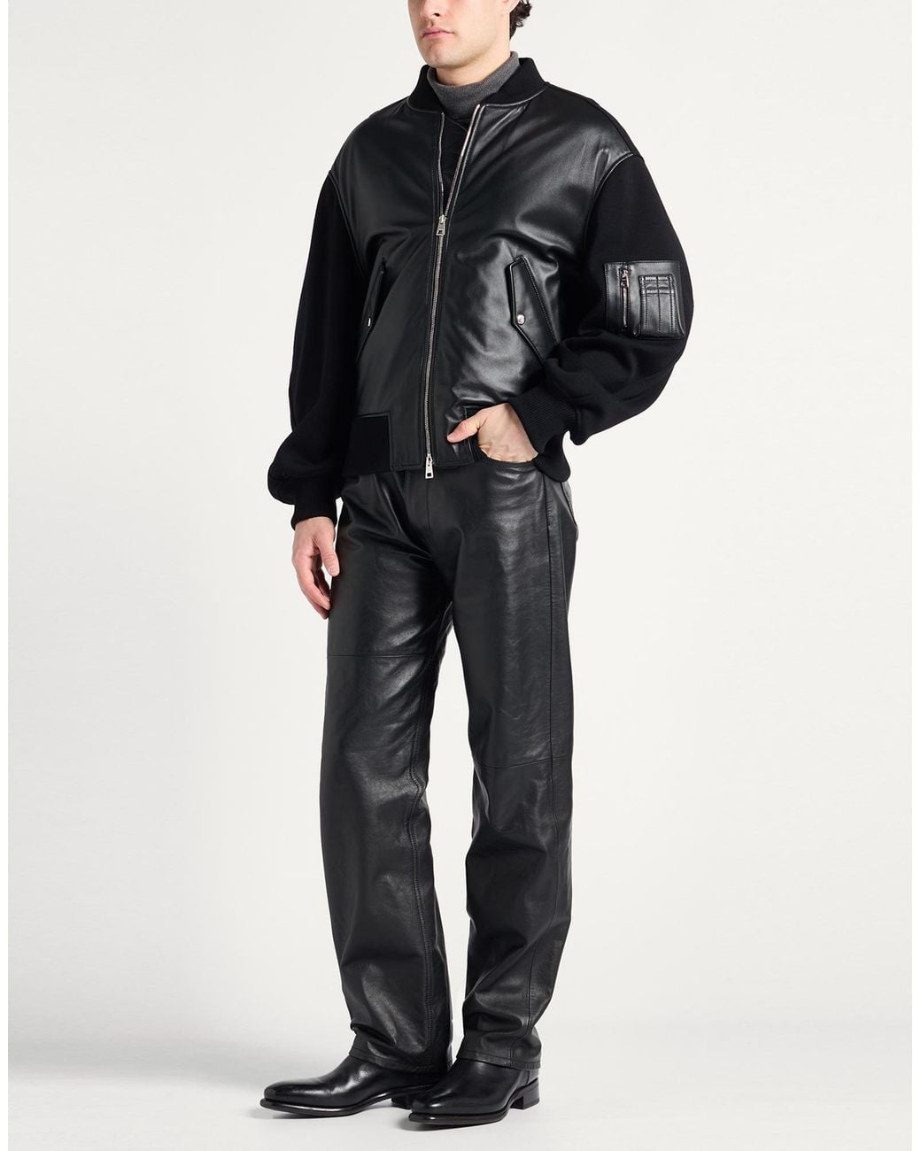 Givenchy Black Jacket Lambskin, Wool for men