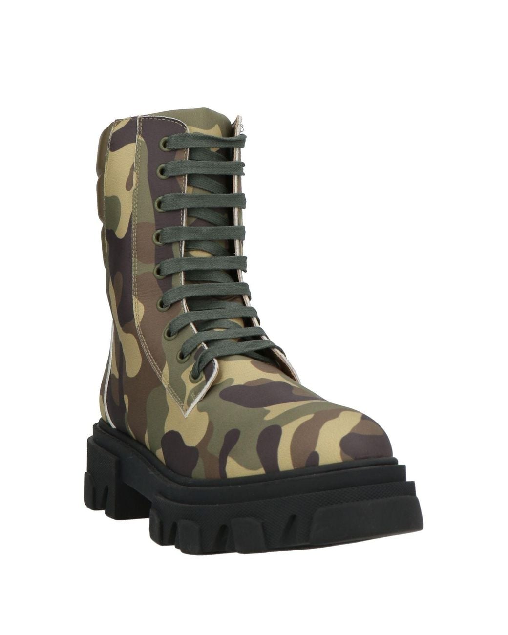 Gia Borghini Brown Military Ankle Boots Textile Fibers