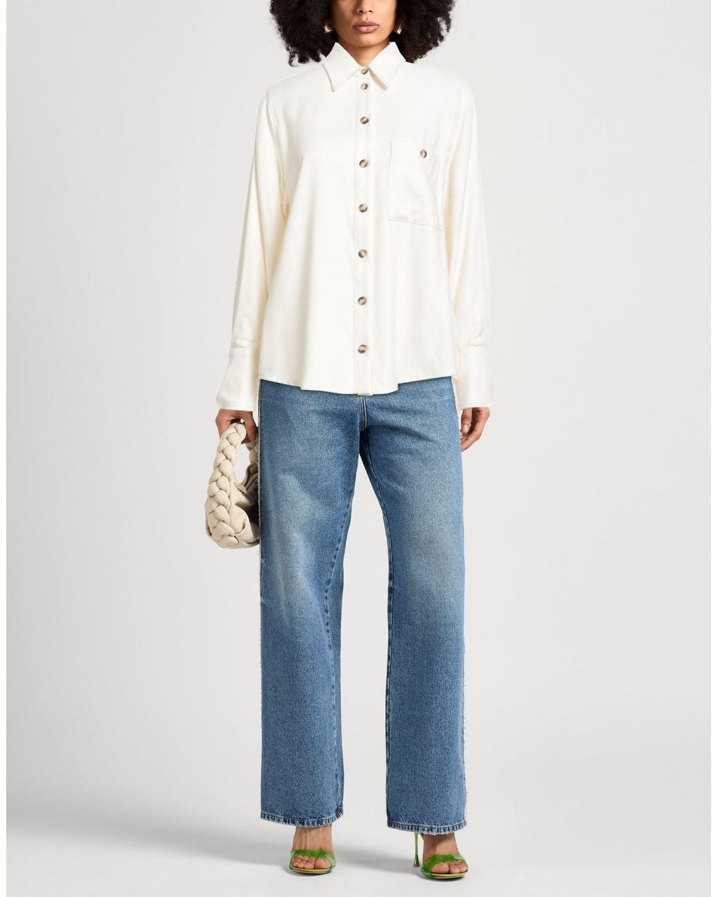 Caractere White Ivory Shirt Viscose, Wool