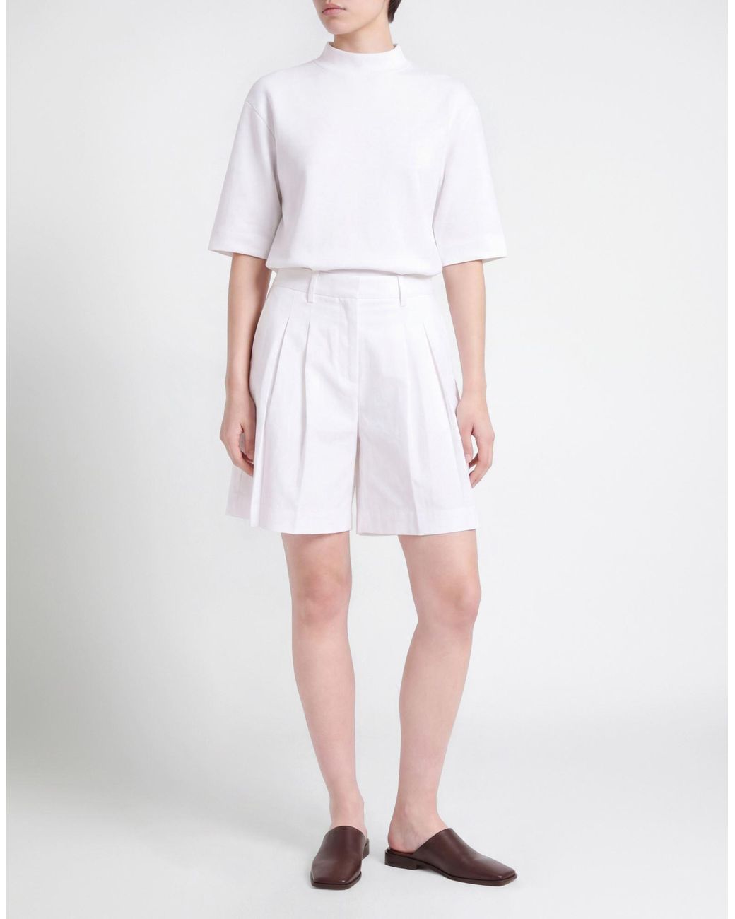 Theory White Shorts & Bermuda Shorts Linen, Viscose, Elastane