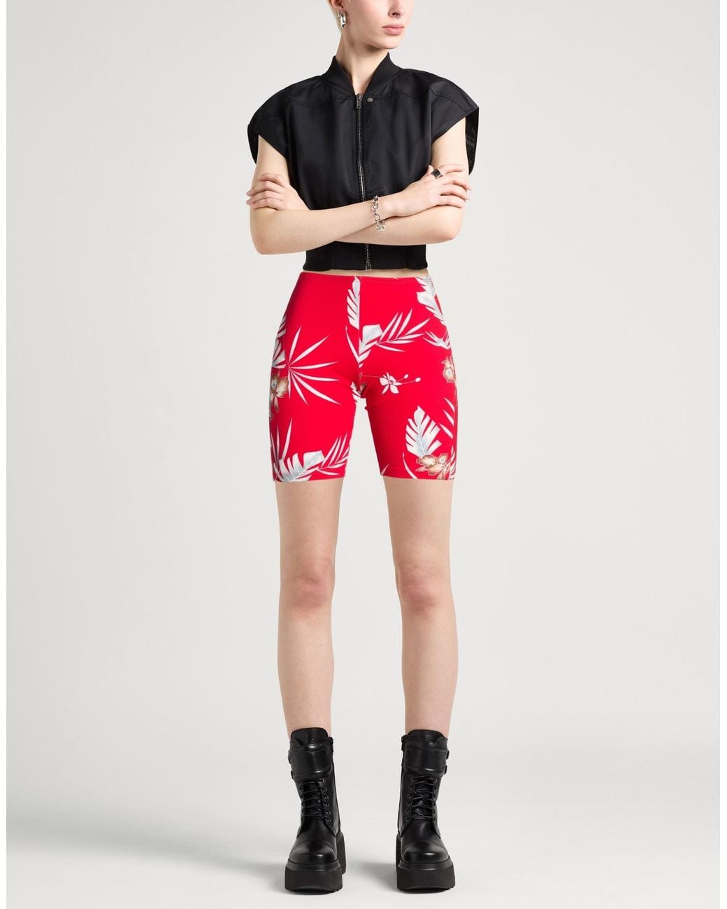 Rabanne Red Shorts & Bermuda Shorts Viscose, Elastane