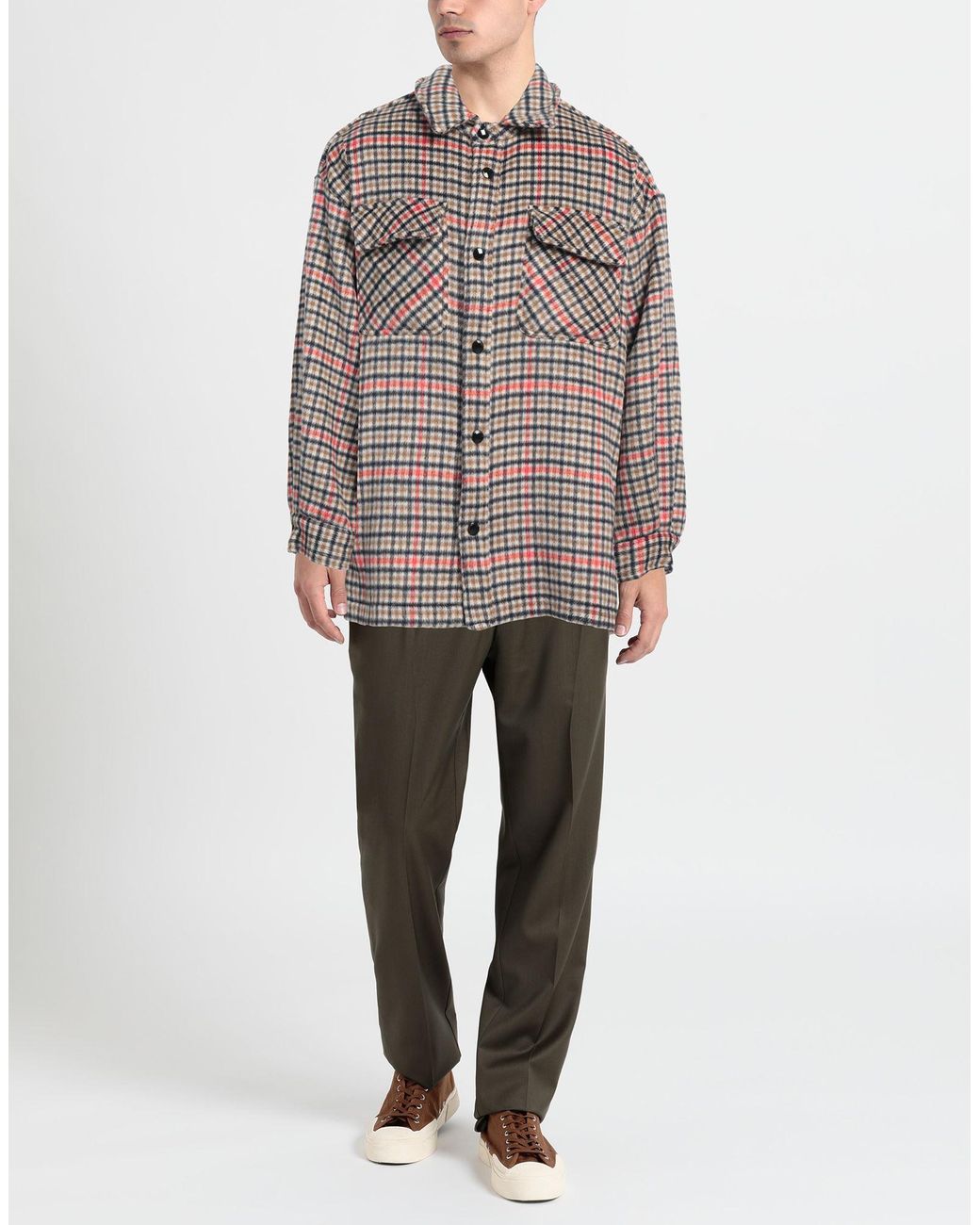 Laneus Gray Khaki Shirt Virgin Wool for men