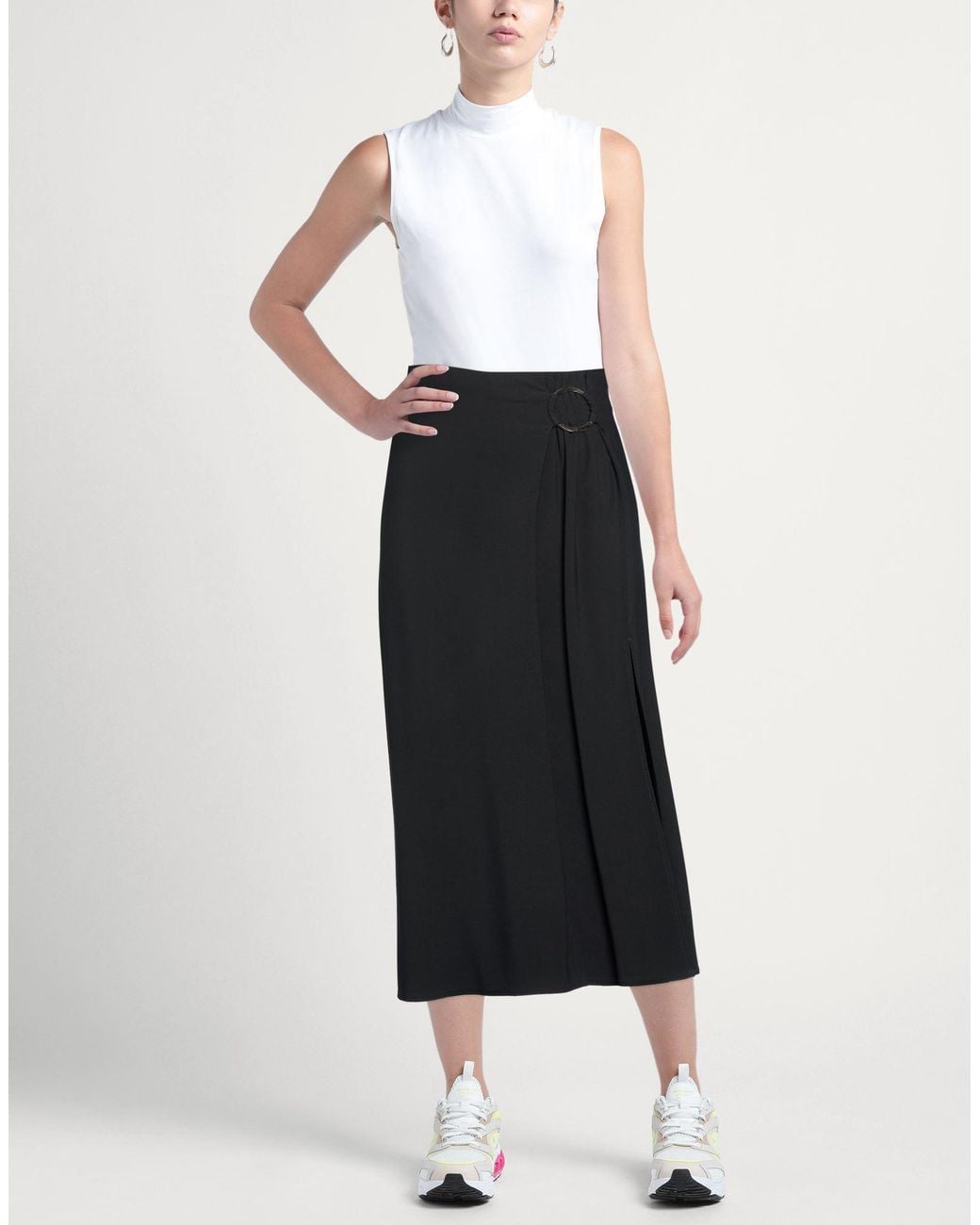 Carla G Black Midi Skirt Acetate, Viscose, Elastane
