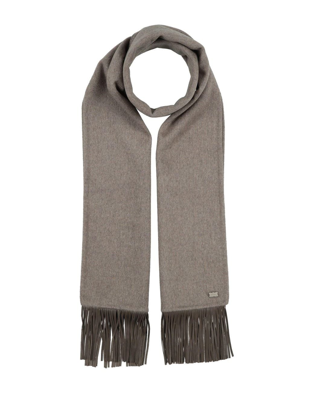 Agnona Brown Scarf Cashmere, Lambskin