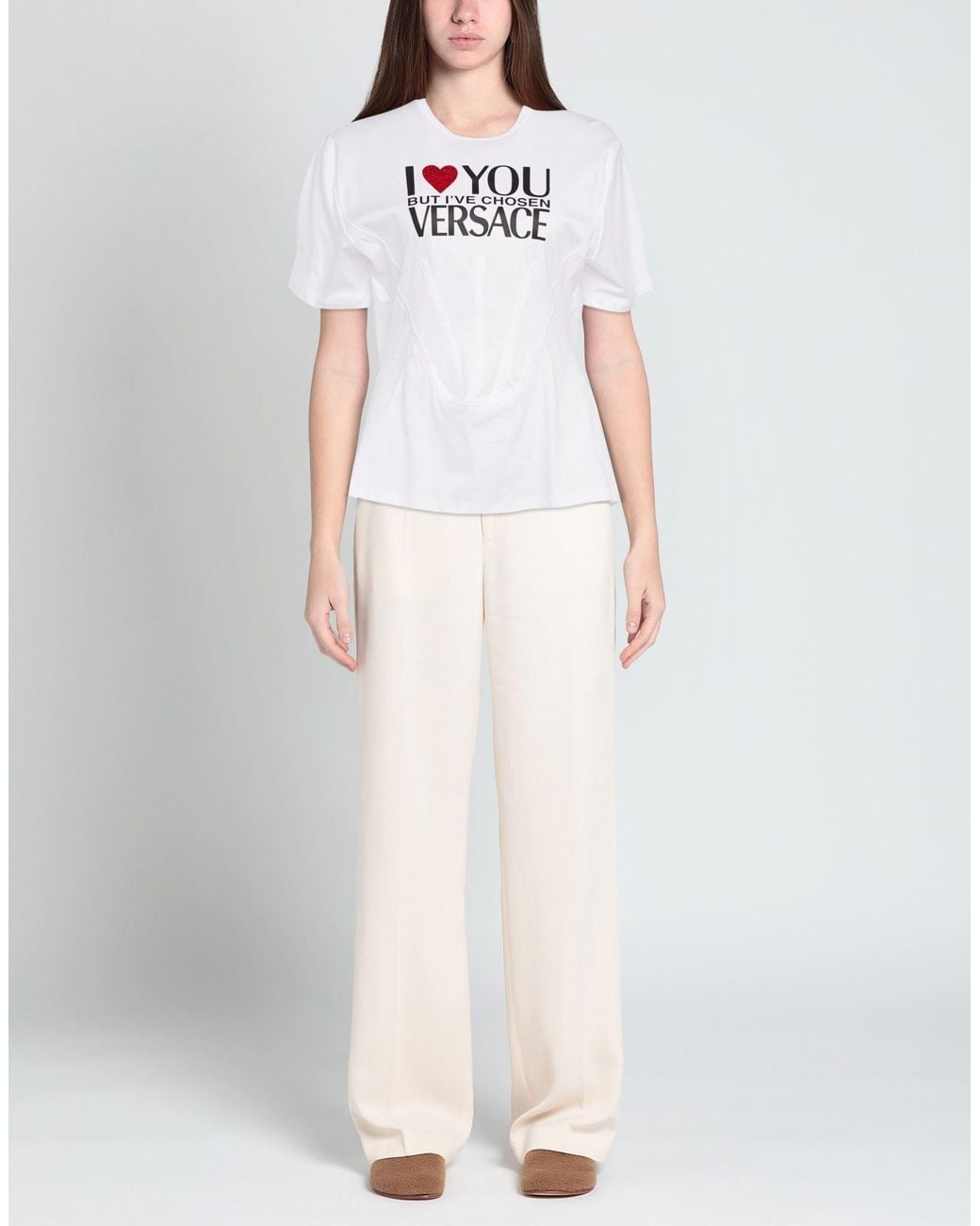 Versace White Short-Sleeved T-Shirt With Logo Print