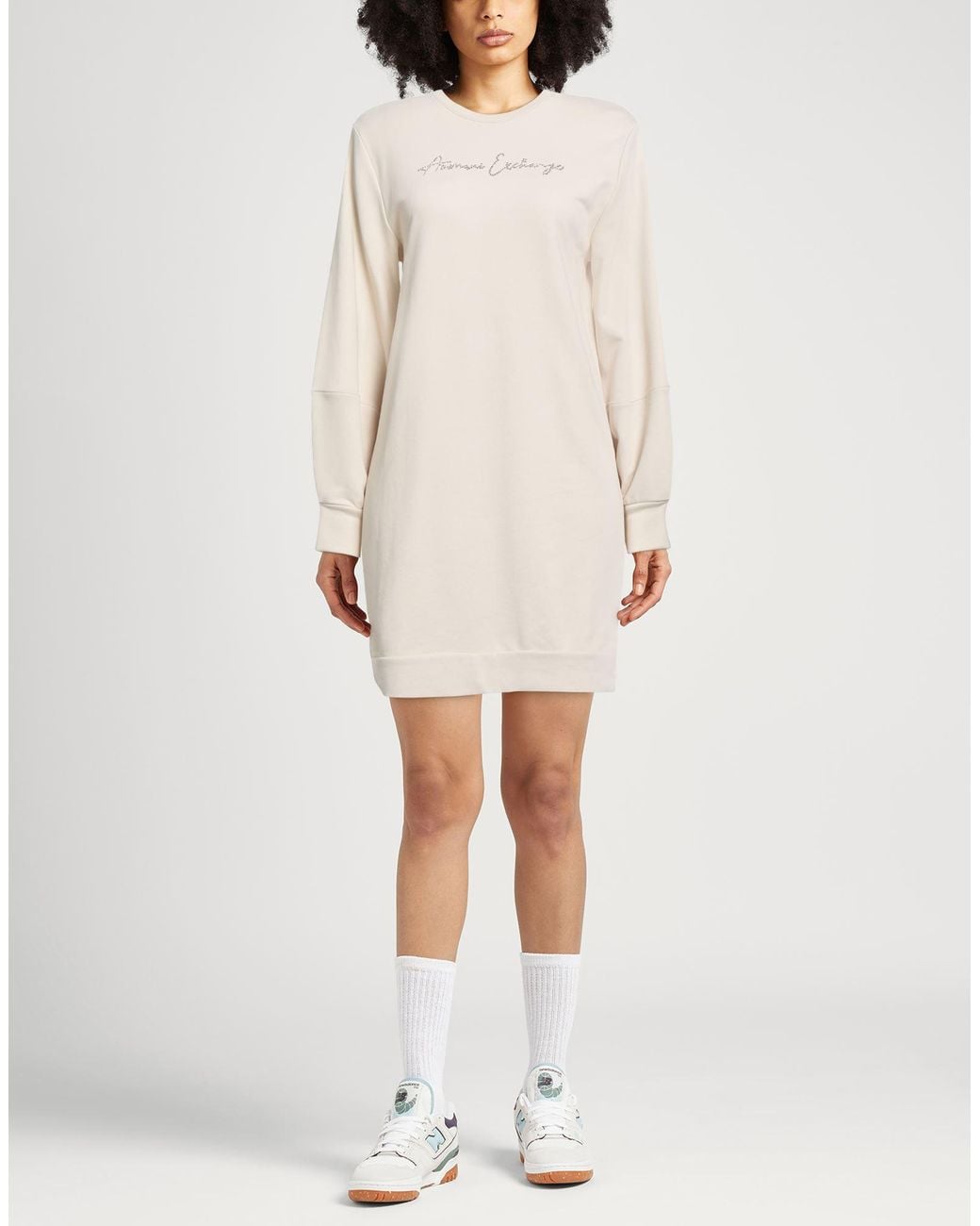 ARMANI EXCHANGE White Mini Dress Cotton, Polyester