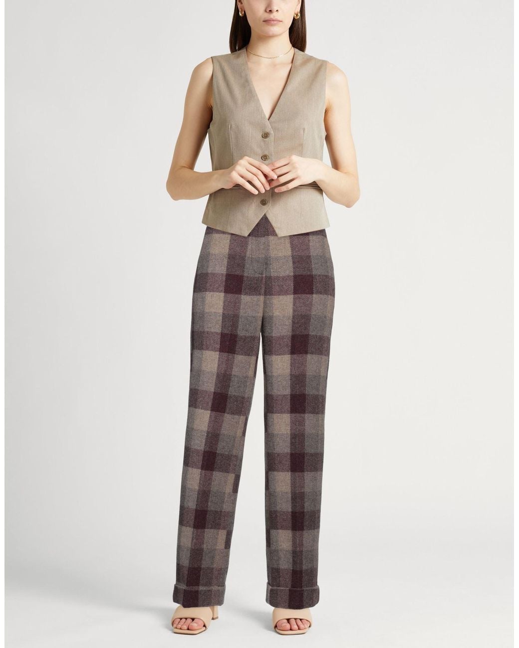 Erika Cavallini Semi Couture Brown Pants Wool, Polyamide