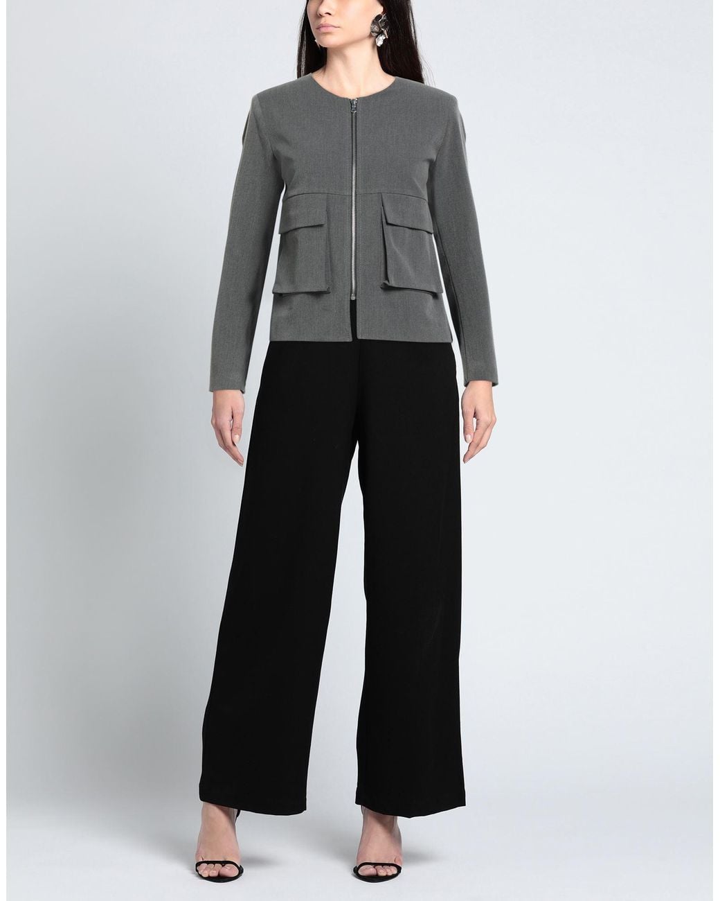 LANACAPRINA Gray Jacket Polyester, Viscose, Elastane