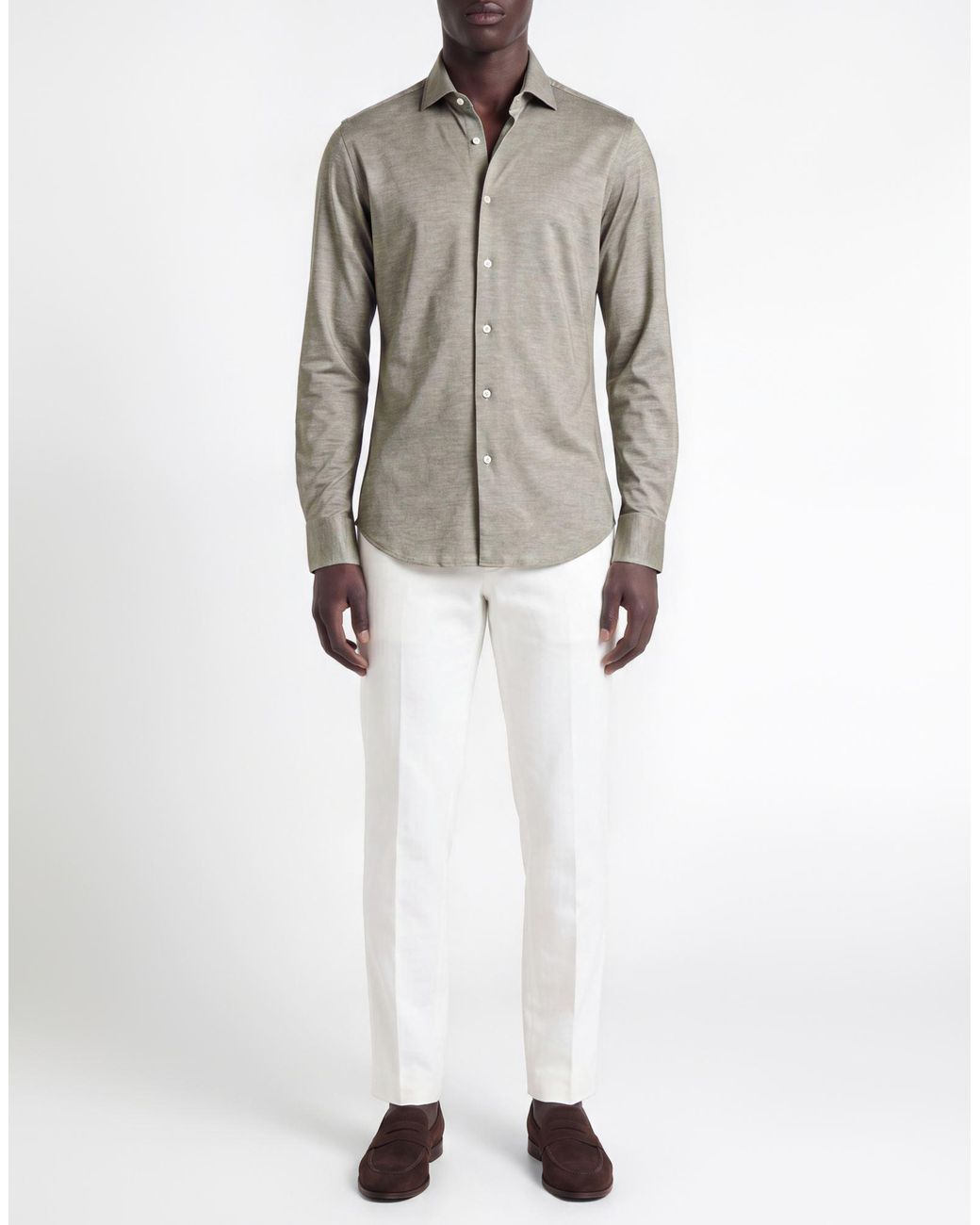 Xacus Gray Khaki Shirt Cotton, Lyocell for men