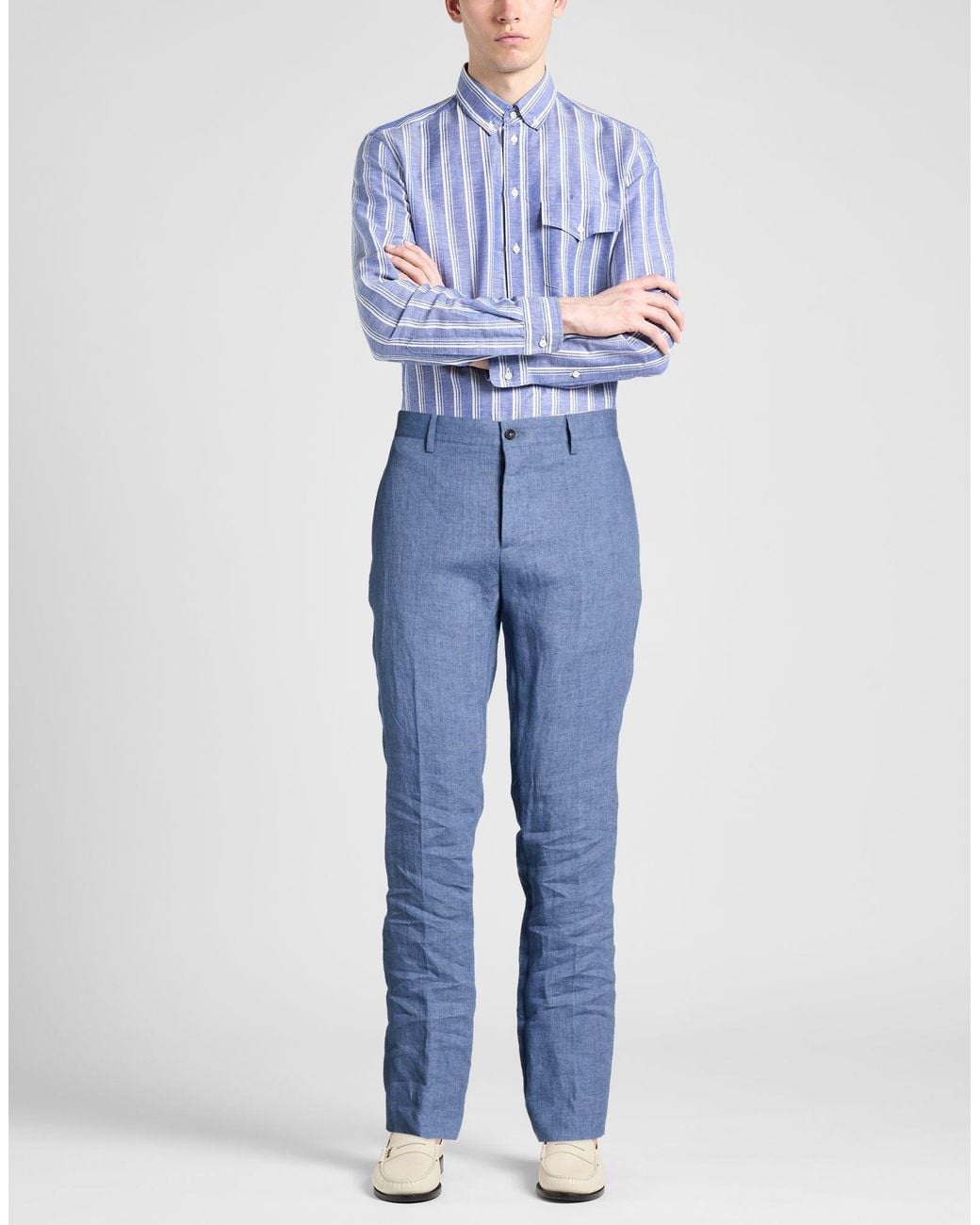 Massimo Alba Blue Pants Linen for men