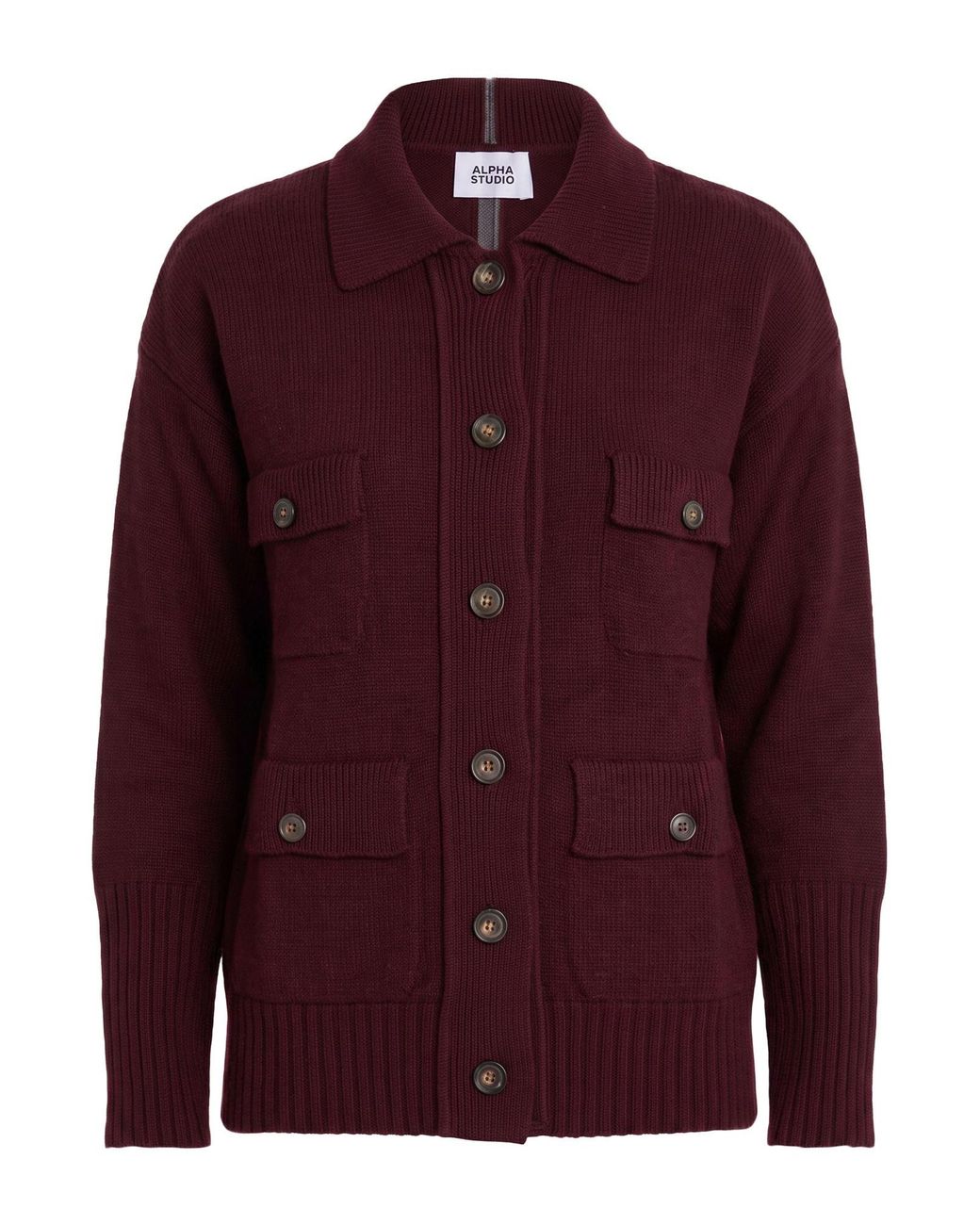 Alpha Studio Red Cardigan Wool