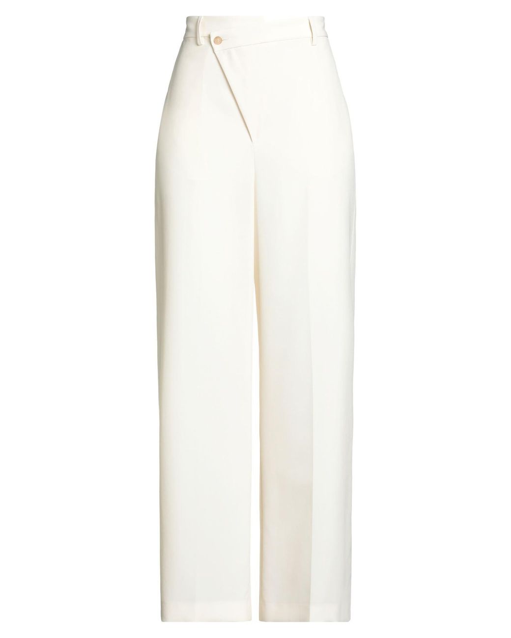 MM6 by Maison Margiela White Ivory Pants Polyester, Virgin Wool