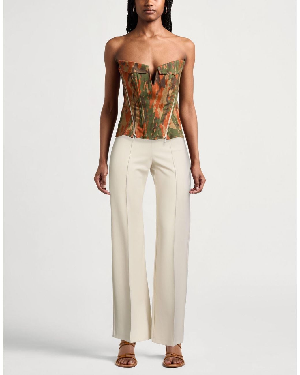 Circus Hotel Natural Ivory Pants Viscose, Polyamide, Elastane