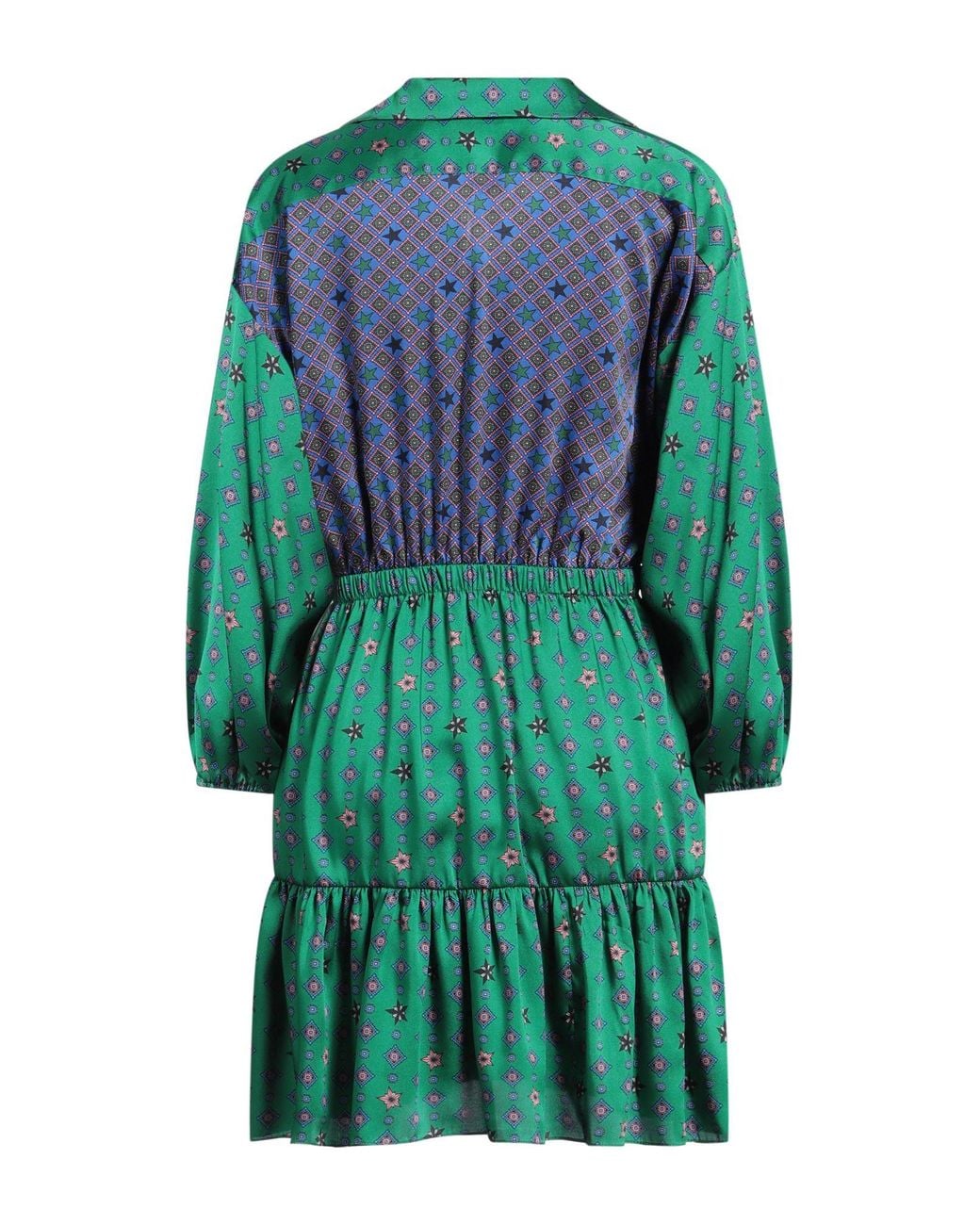 Sandro Green Printed Satin-twill Mini Dress