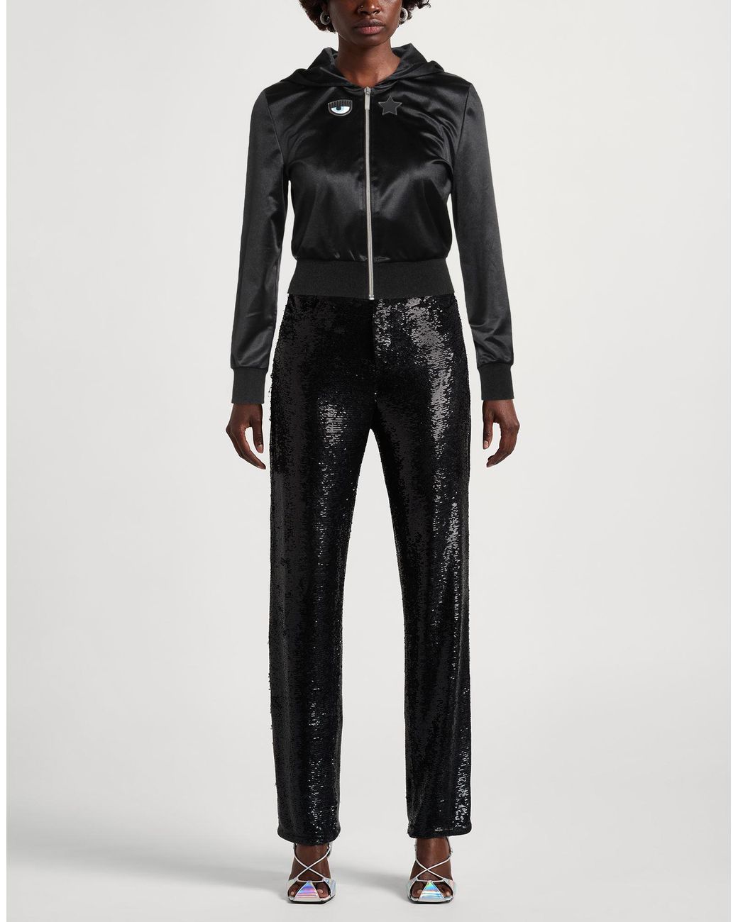 Chiara Ferragni Black Sweatshirt Polyester, Elastane
