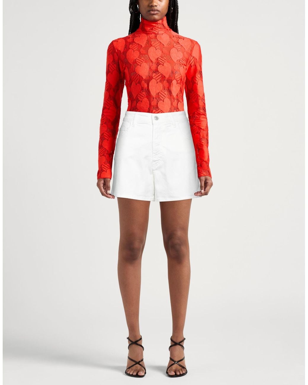 CYCLE White Denim Shorts Cotton, Elastomultiester, Elastane