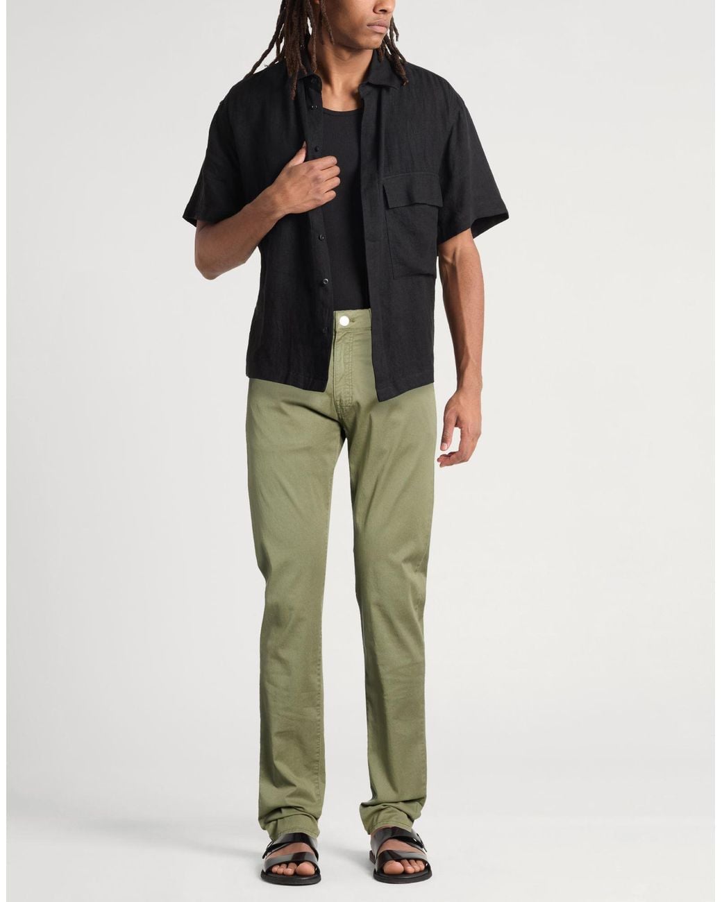 Paul & Shark Green Military Pants Cotton, Lyocell, Elastane for men