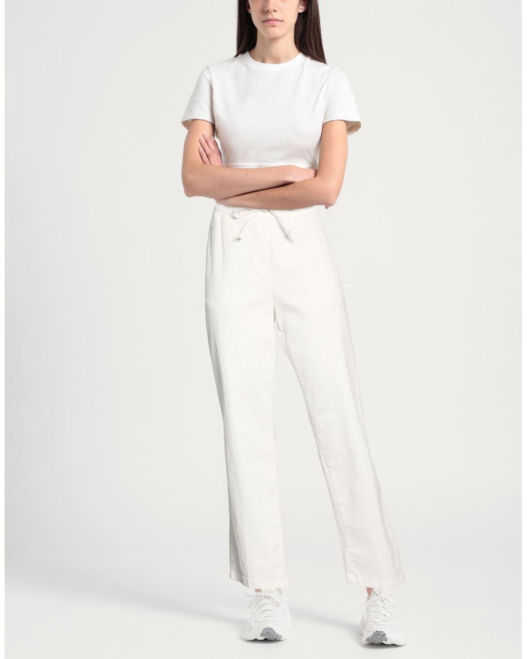 Manila Grace White Pants Cotton, Elastane