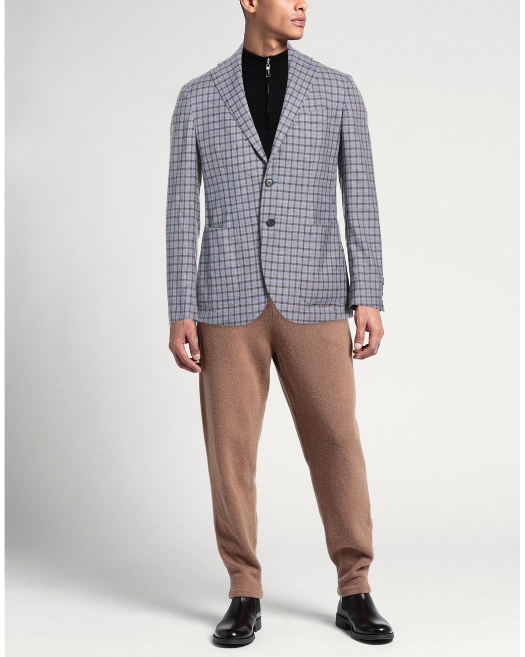 Luigi Borrelli Napoli Blue Slate Blazer Linen, Virgin Wool for men