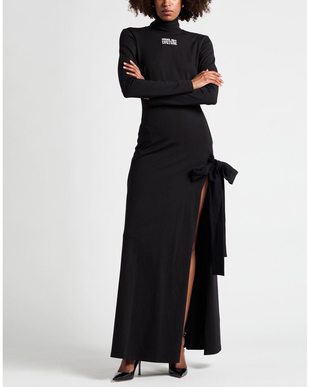 Versace Jeans Couture Black Maxi Dress Cotton, Elastane