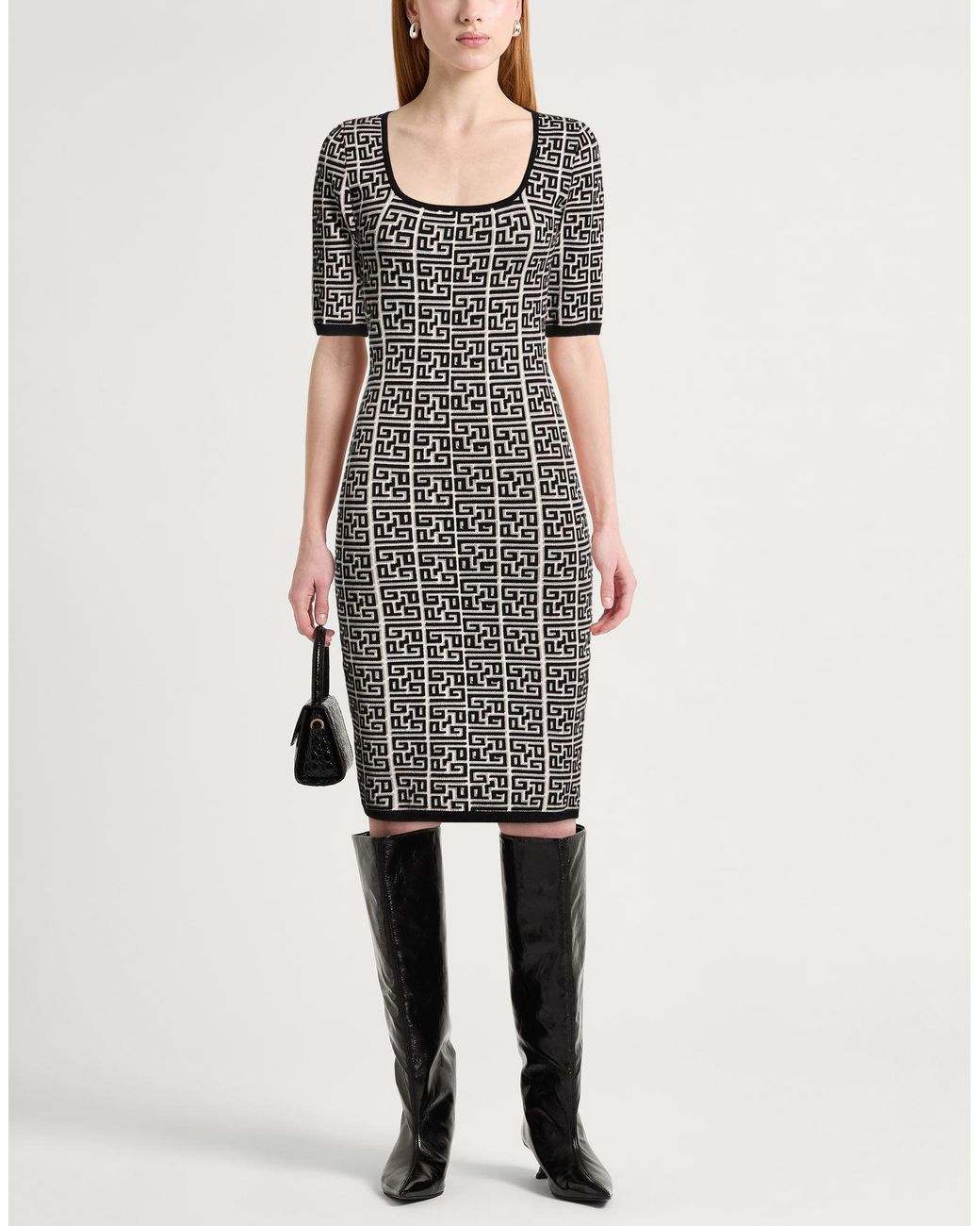 Gaelle Paris Black Midi Dress Polyamide, Viscose, Polyester