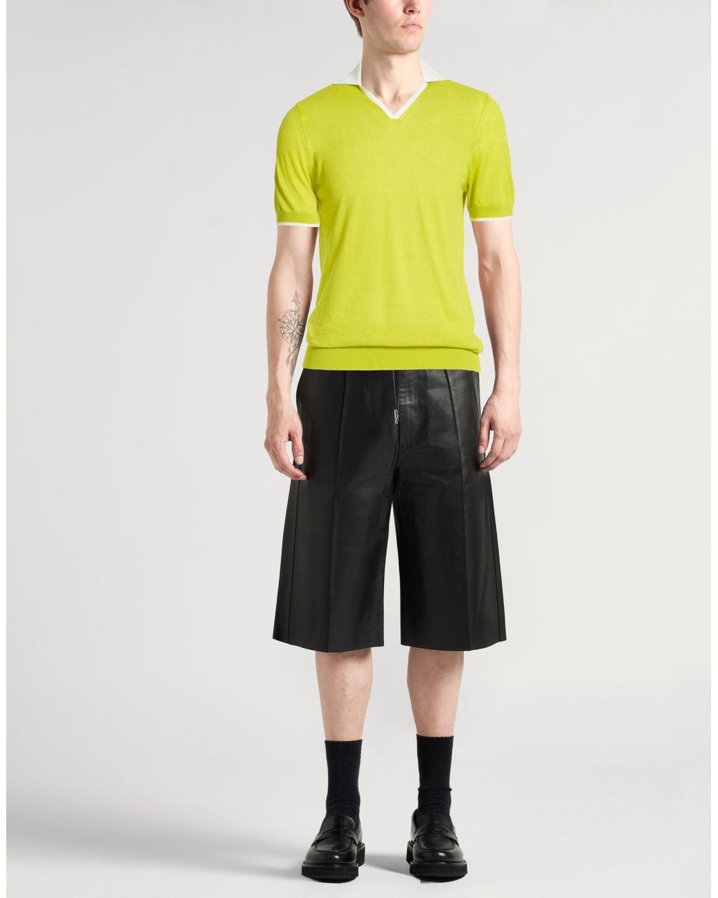 Drumohr Yellow Lime Sweater Linen, Cotton for men