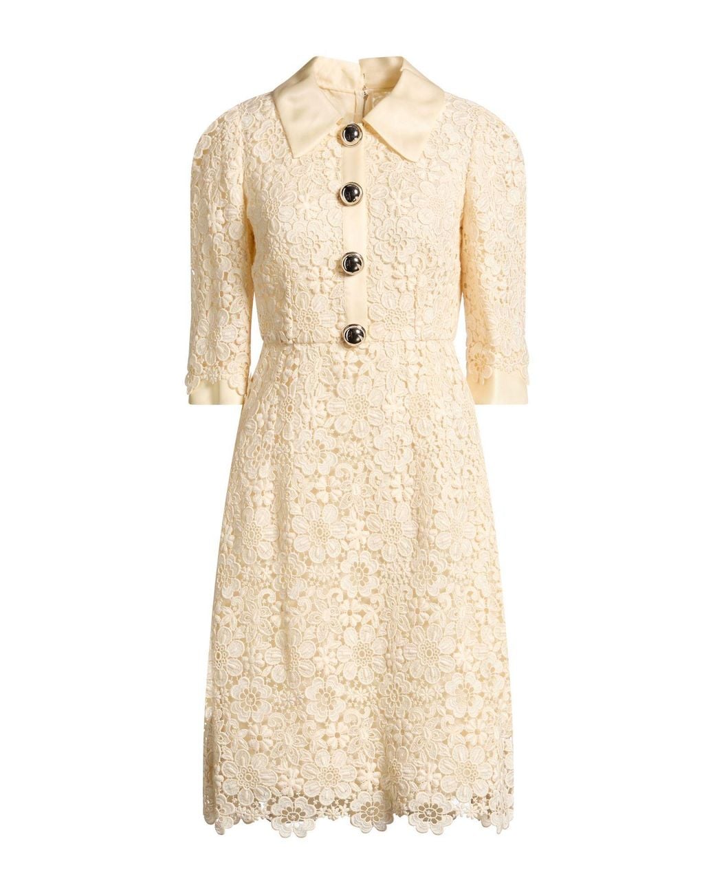 Dolce & Gabbana Natural Ivory Midi Dress Cotton, Silk, Polyester