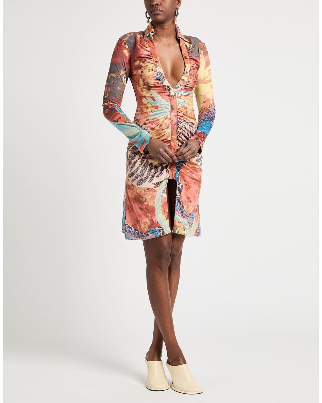 Stella Jean White Mini Dress Polyester, Elastane